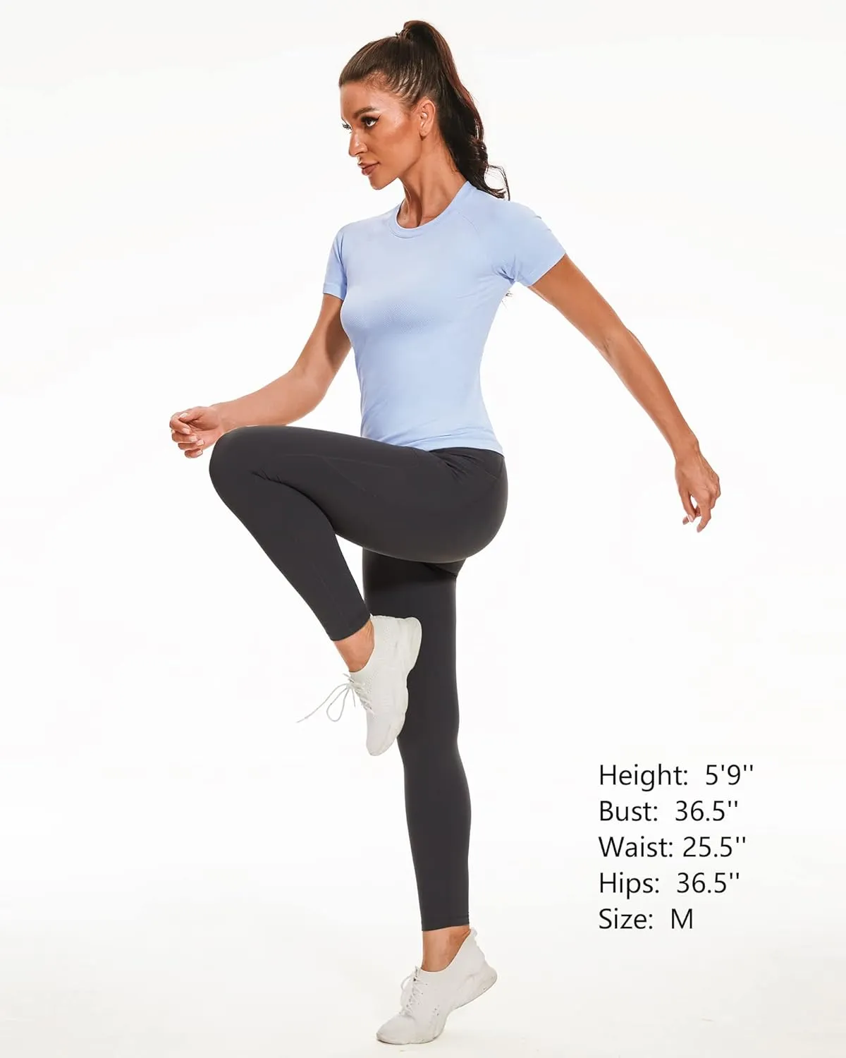 Stelle Women Seamless Workout Tops Short Sleeve Athletic Shirts Breathable Moisture Wicking Tees