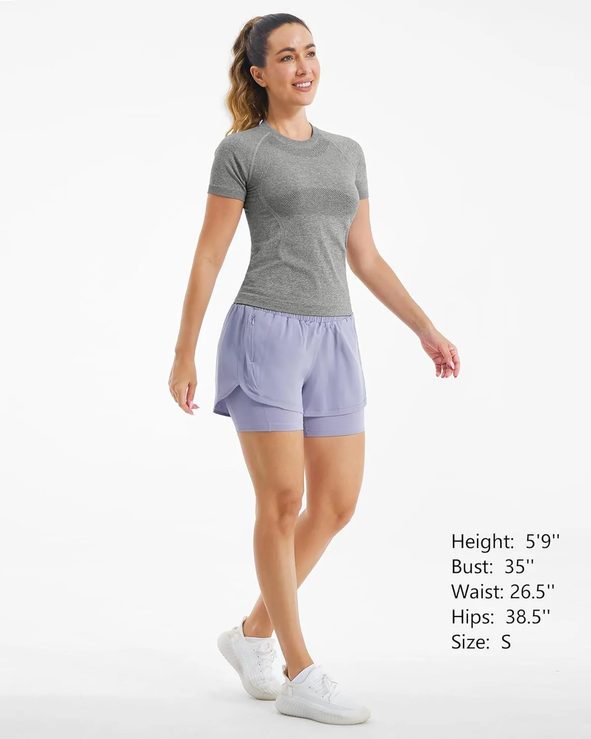 Stelle Women Seamless Workout Tops Short Sleeve Athletic Shirts Breathable Moisture Wicking Tees