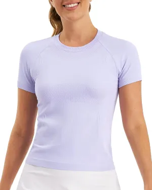 Stelle Women Seamless Workout Tops Short Sleeve Athletic Shirts Breathable Moisture Wicking Tees