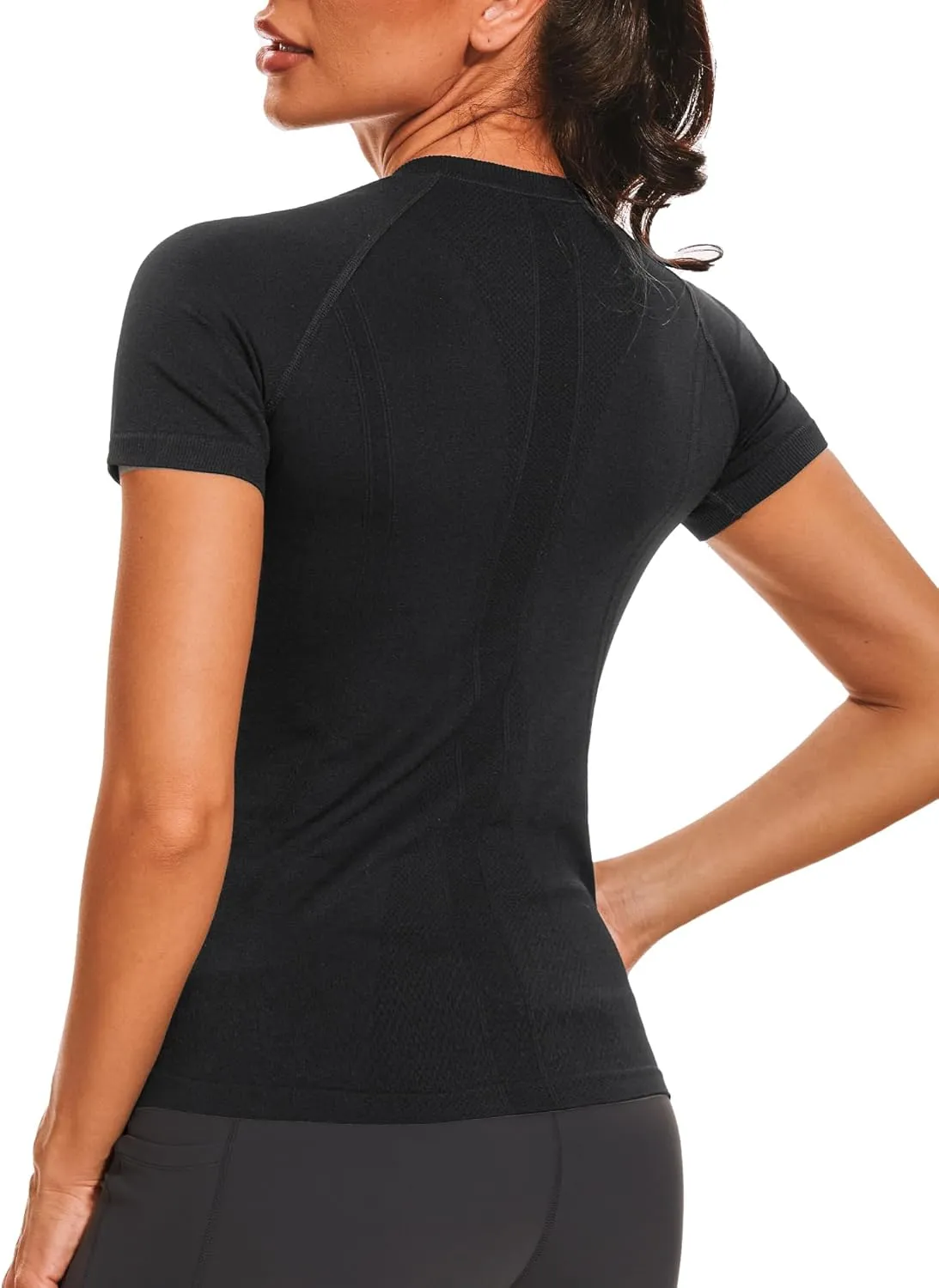 Stelle Women Seamless Workout Tops Short Sleeve Athletic Shirts Breathable Moisture Wicking Tees
