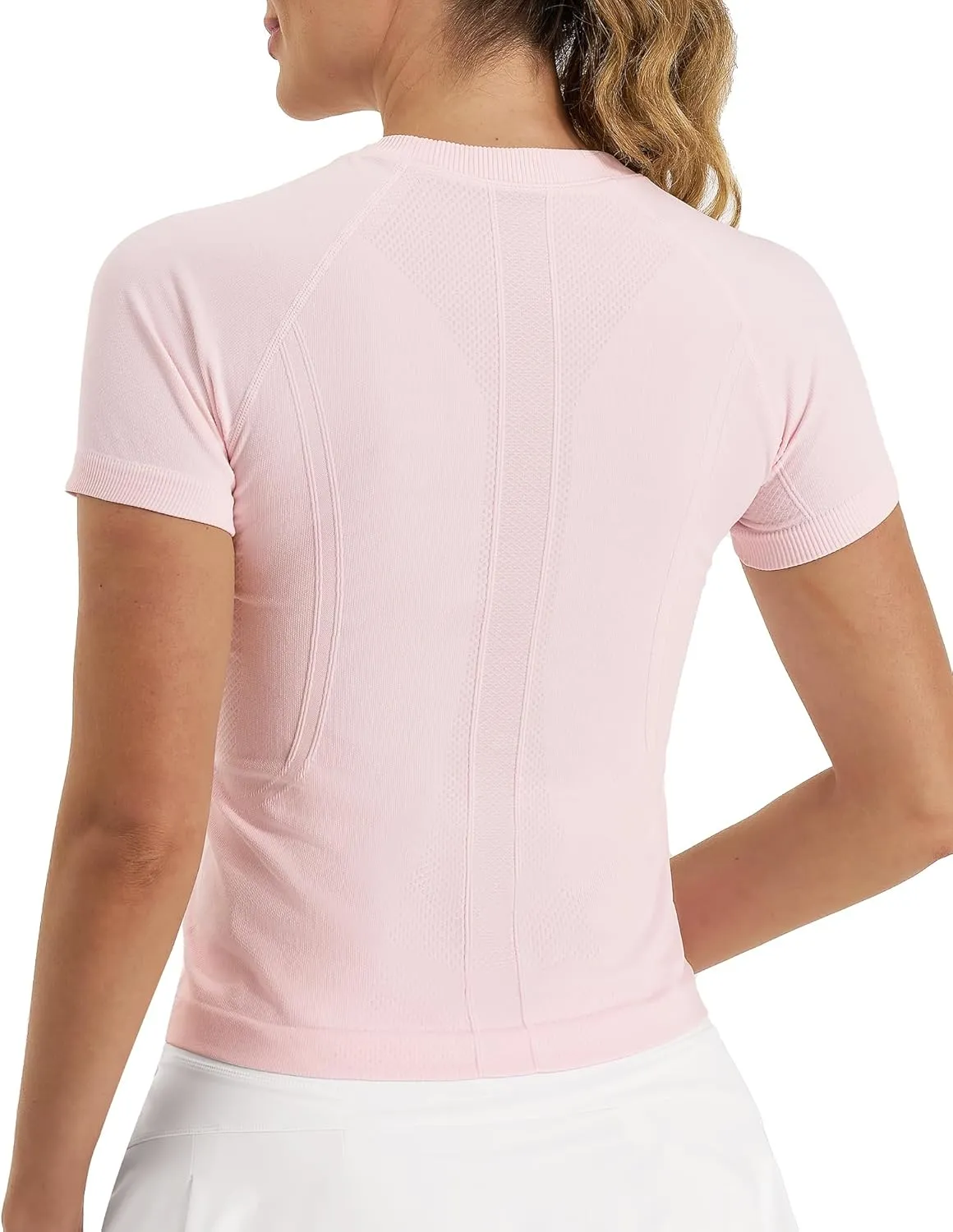 Stelle Women Seamless Workout Tops Short Sleeve Athletic Shirts Breathable Moisture Wicking Tees