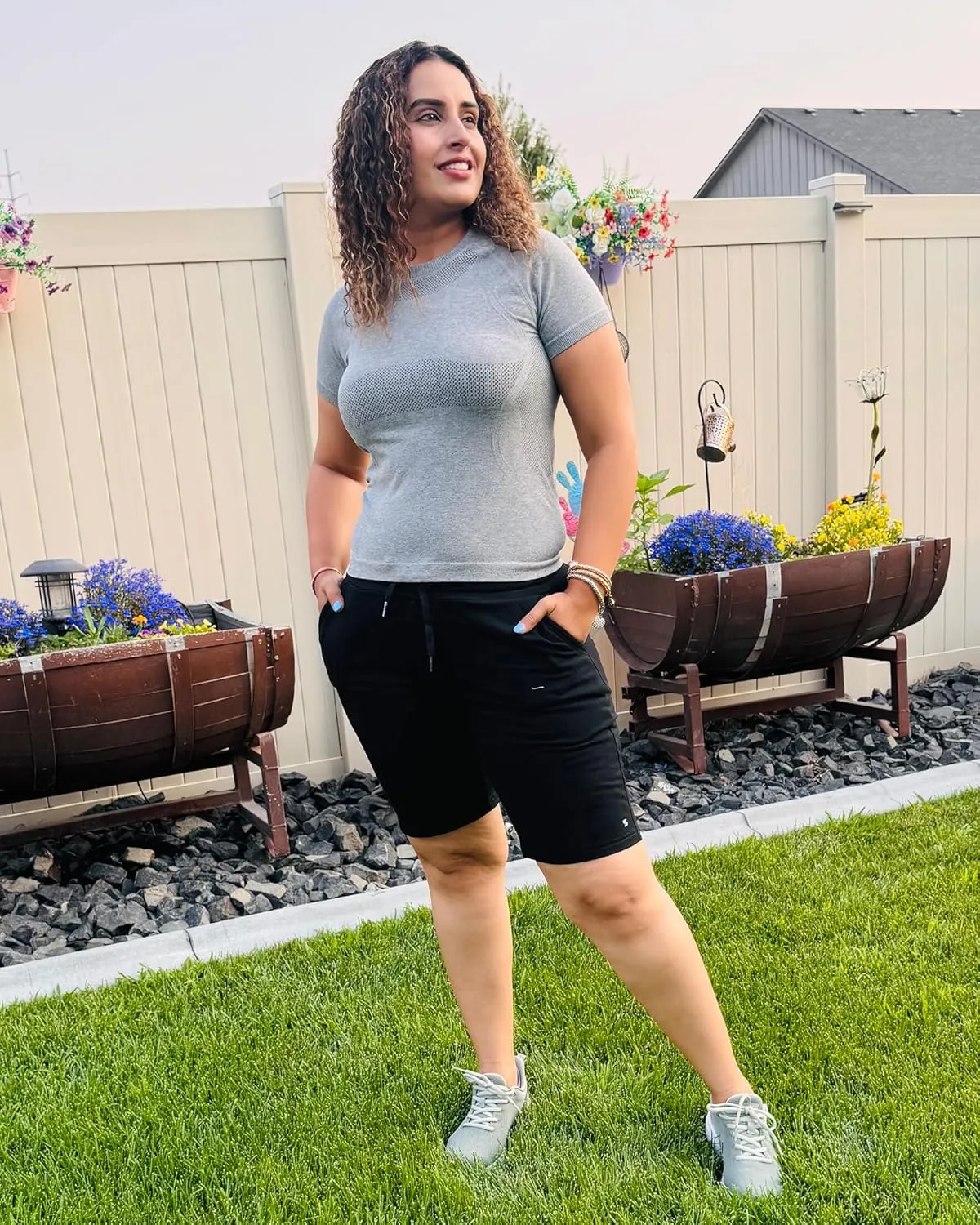 Stelle Women Seamless Workout Tops Short Sleeve Athletic Shirts Breathable Moisture Wicking Tees