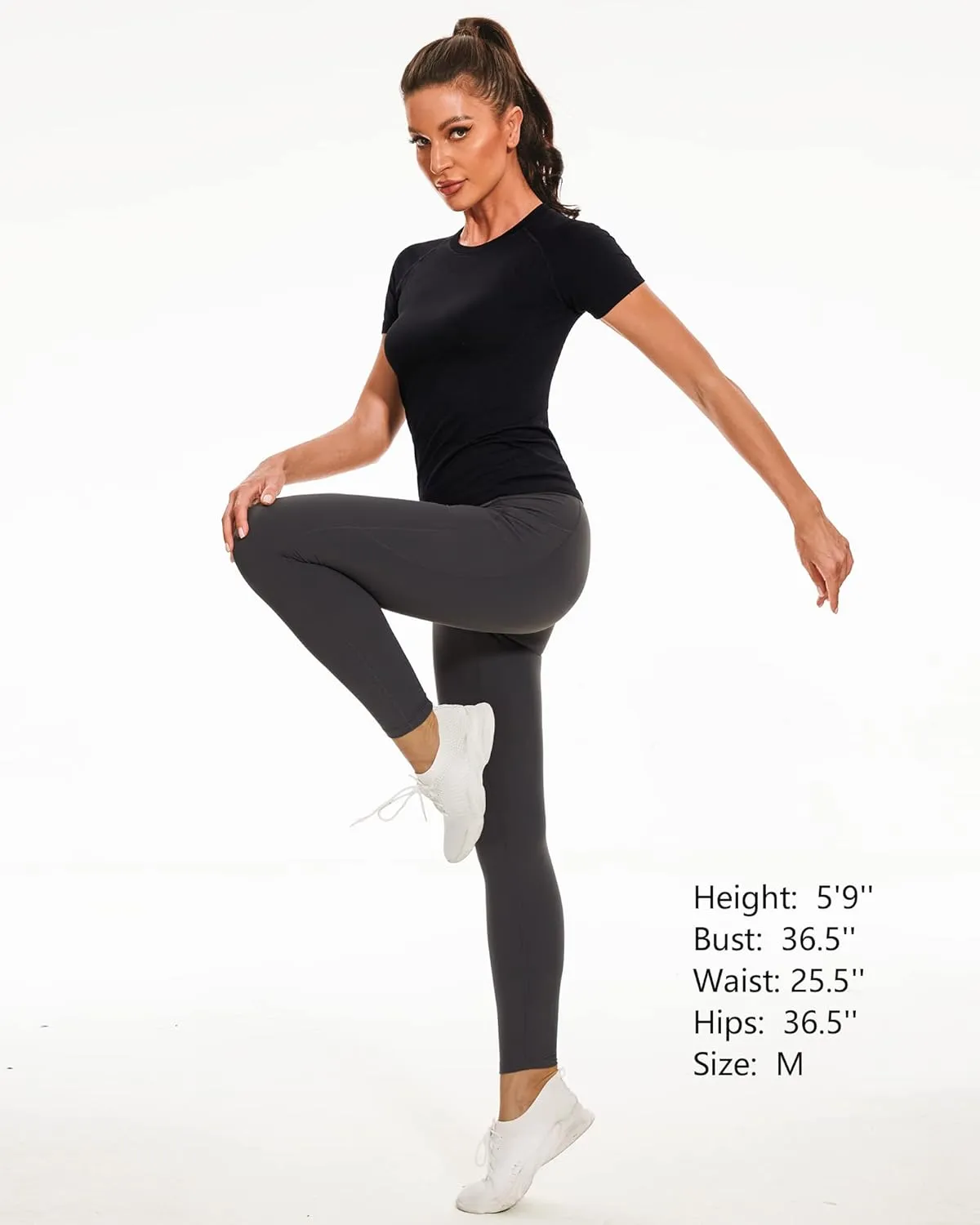 Stelle Women Seamless Workout Tops Short Sleeve Athletic Shirts Breathable Moisture Wicking Tees