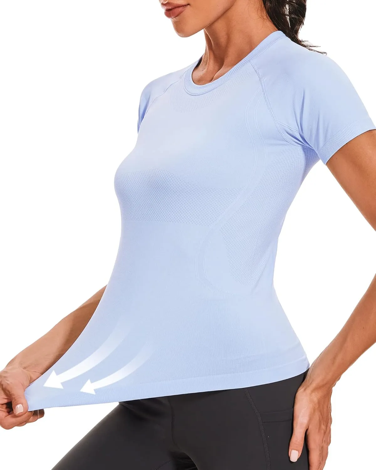 Stelle Women Seamless Workout Tops Short Sleeve Athletic Shirts Breathable Moisture Wicking Tees