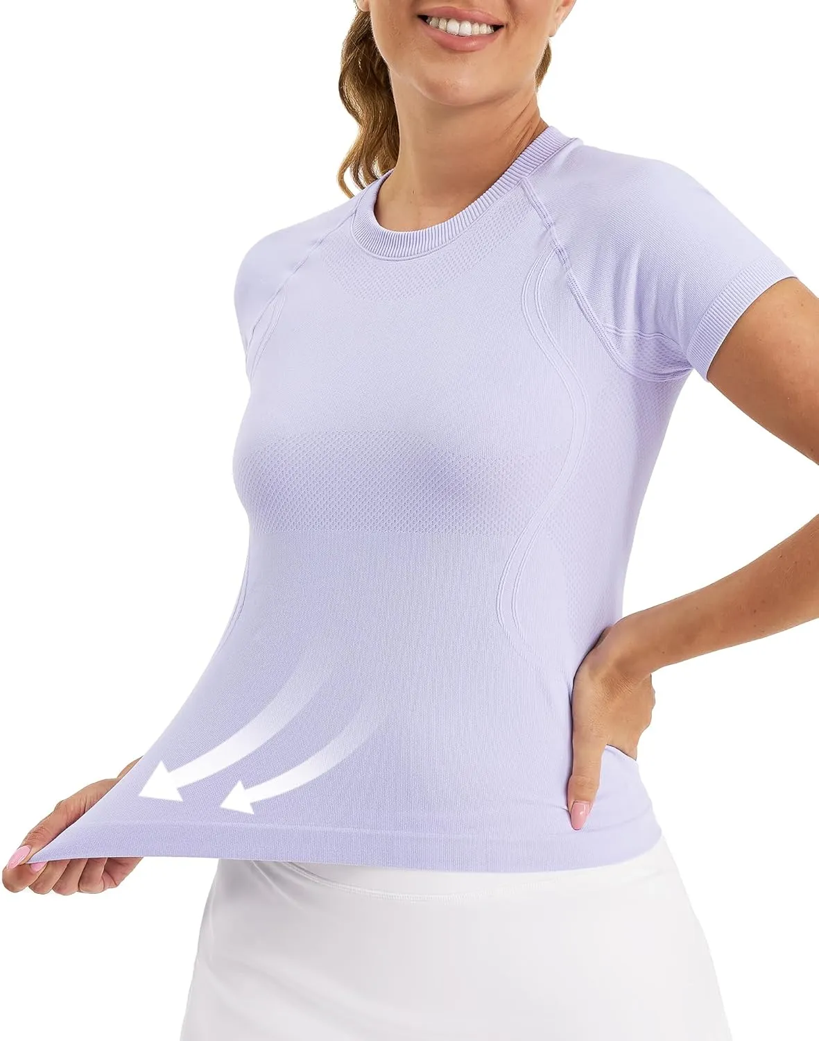 Stelle Women Seamless Workout Tops Short Sleeve Athletic Shirts Breathable Moisture Wicking Tees