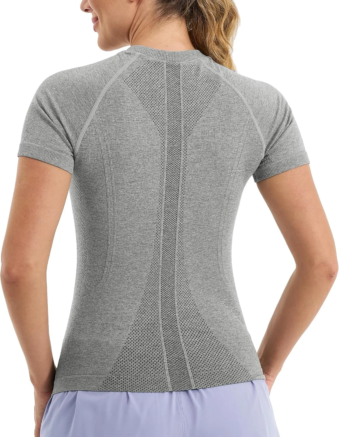 Stelle Women Seamless Workout Tops Short Sleeve Athletic Shirts Breathable Moisture Wicking Tees