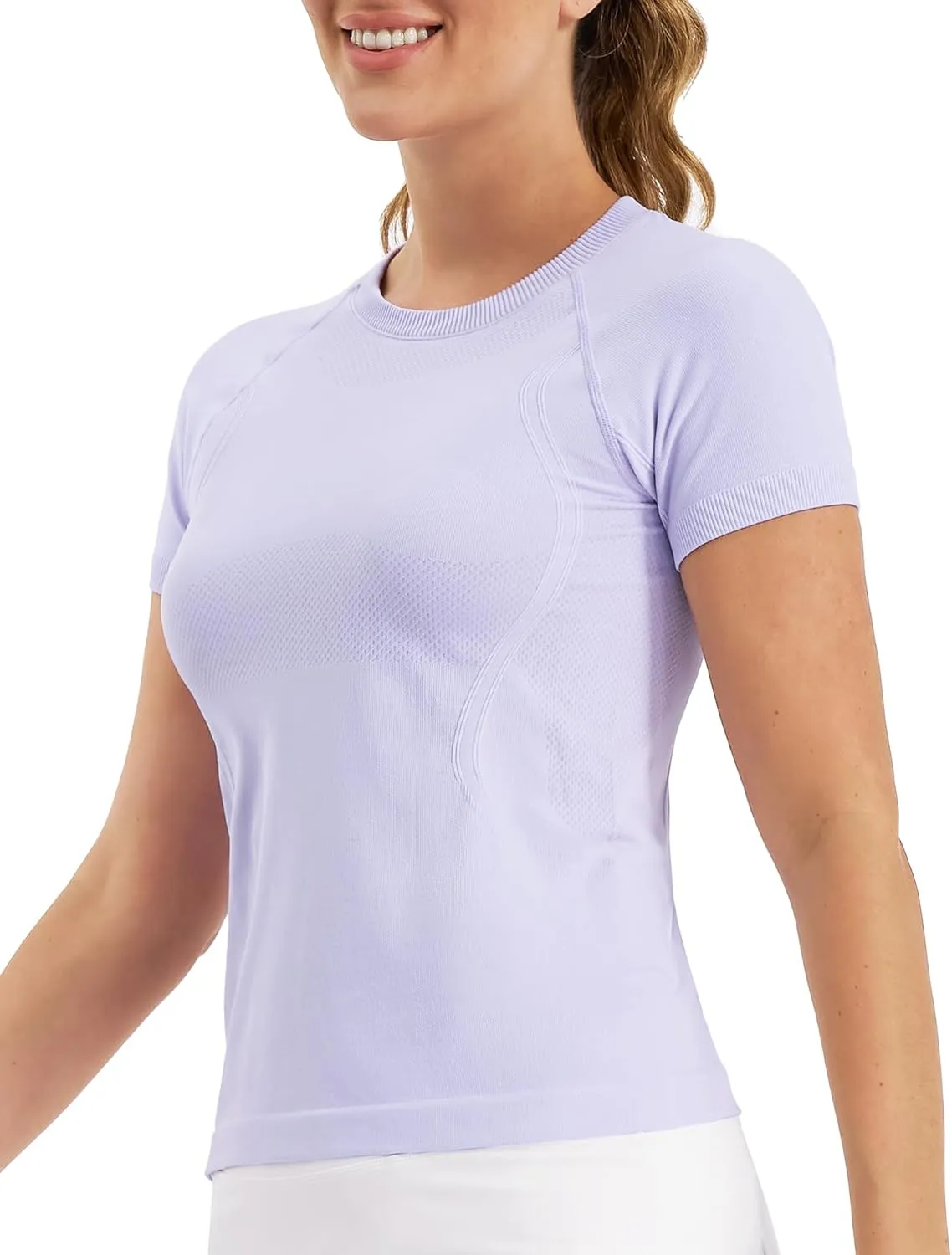 Stelle Women Seamless Workout Tops Short Sleeve Athletic Shirts Breathable Moisture Wicking Tees