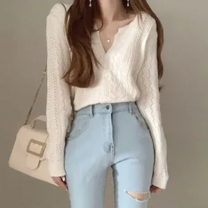 Structured Cardigan With Round Neck