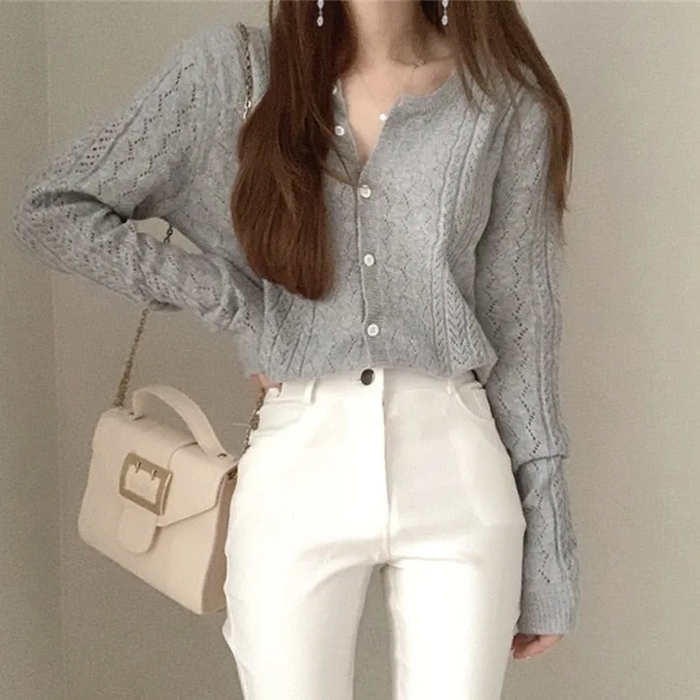 Structured Cardigan With Round Neck