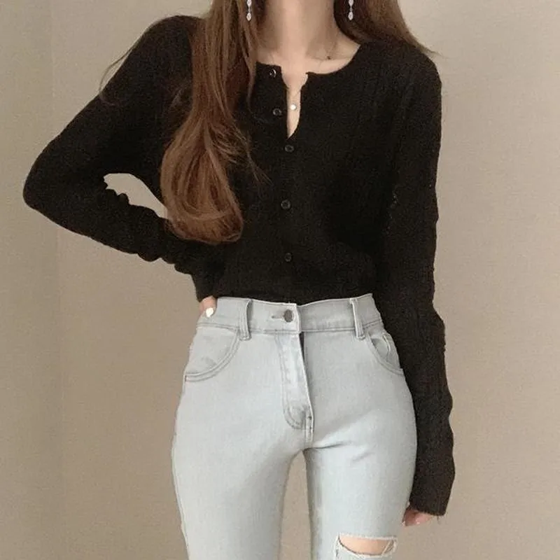 Structured Cardigan With Round Neck