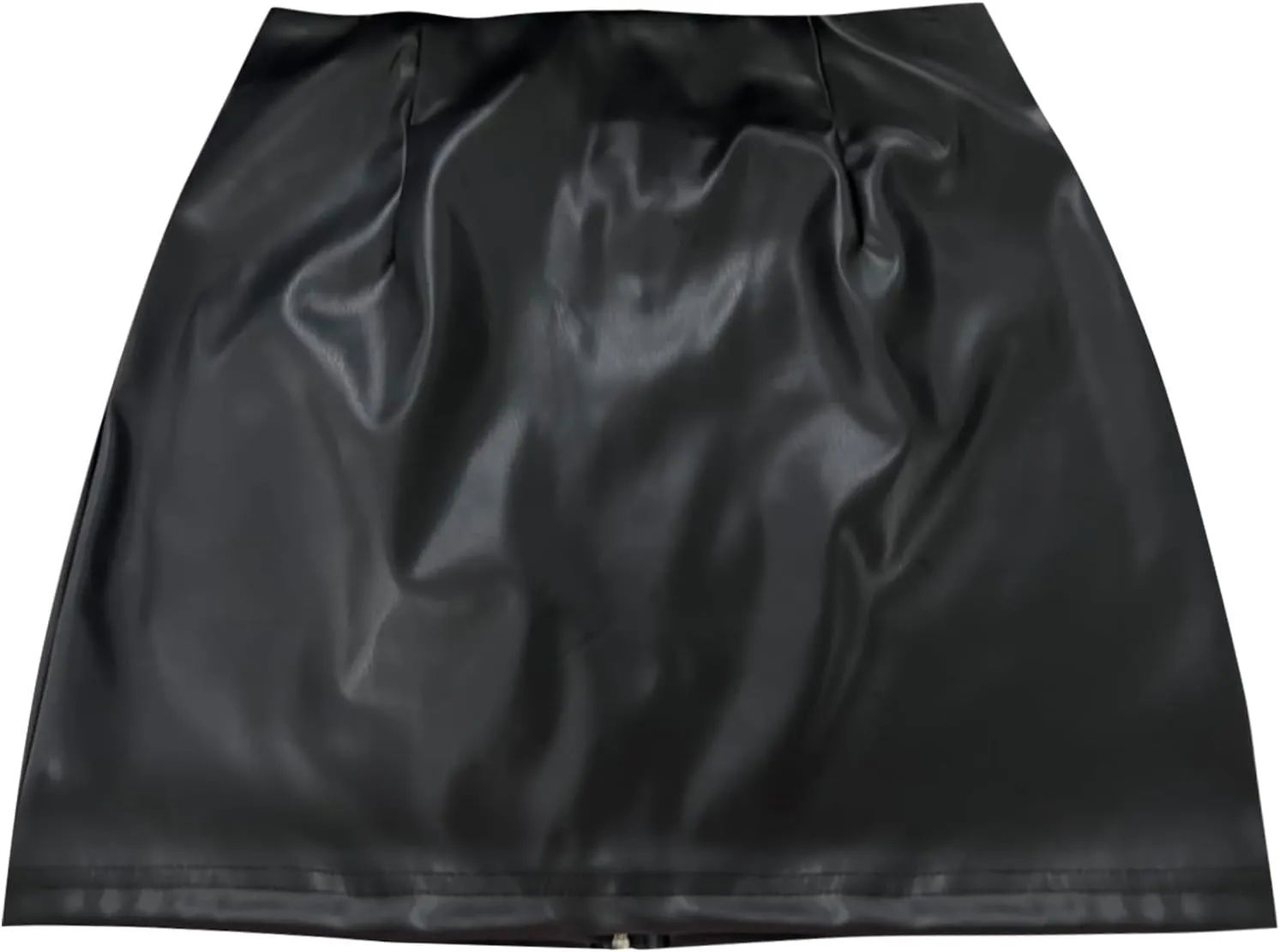 Stylish Women's Stylish Slim Fit Mini Skirt with Pockets Zipper PU Leather Casual High Waist Rave Club Outfit Crib Skirt