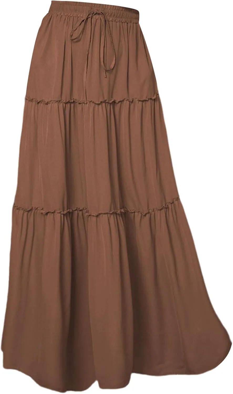 Summer Boho Floral Mixi Skirts for Women Girls A-Line Long Pleated Waist Flowy Swing Tiered Long Skirt with Pockets