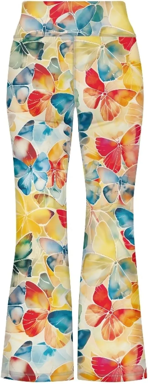 Summer Casual Soft Flare Leggings Yoga Pants for Girls Comfy Stretchy Bell Bottom Trousers Kids Relax Daily Wear