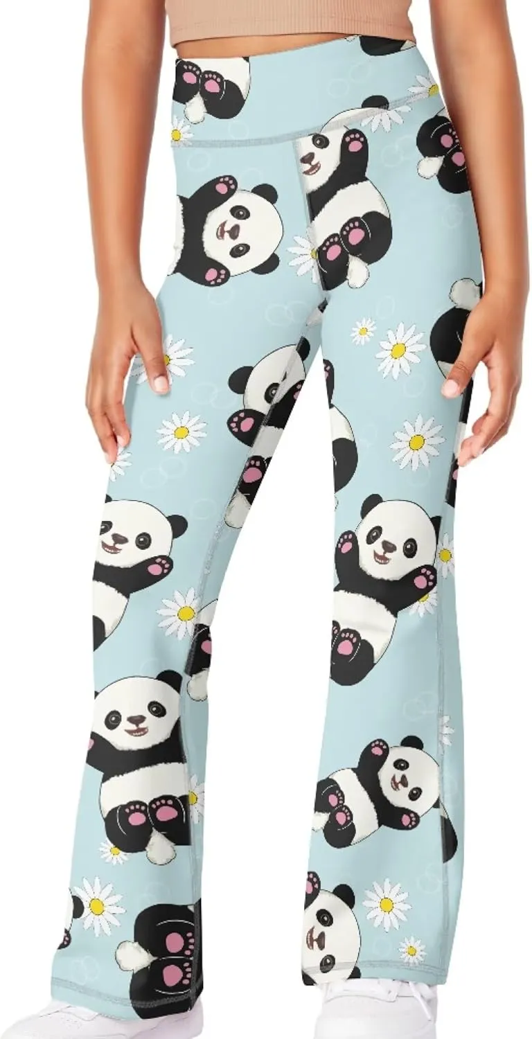 Summer Casual Soft Flare Leggings Yoga Pants for Girls Comfy Stretchy Bell Bottom Trousers Kids Relax Daily Wear