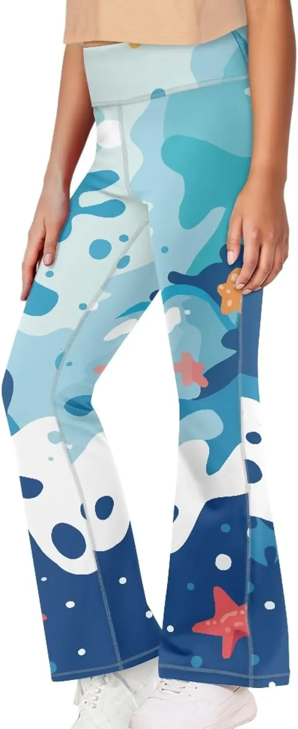 Summer Casual Soft Flare Leggings Yoga Pants for Girls Comfy Stretchy Bell Bottom Trousers Kids Relax Daily Wear