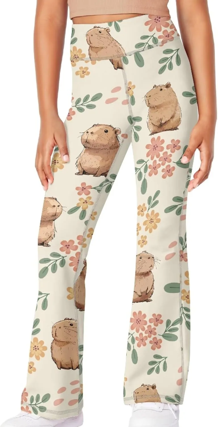 Summer Casual Soft Flare Leggings Yoga Pants for Girls Comfy Stretchy Bell Bottom Trousers Kids Relax Daily Wear