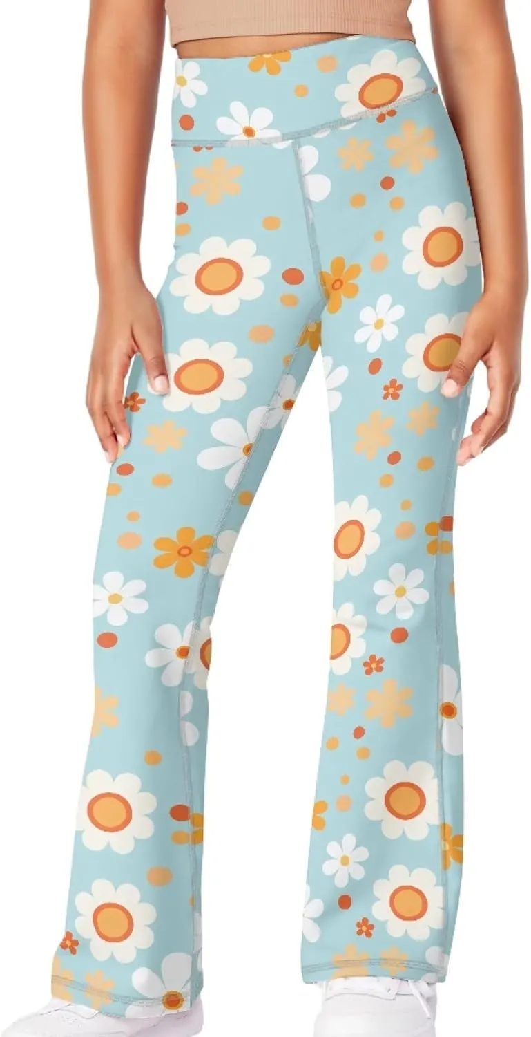 Summer Casual Soft Flare Leggings Yoga Pants for Girls Comfy Stretchy Bell Bottom Trousers Kids Relax Daily Wear