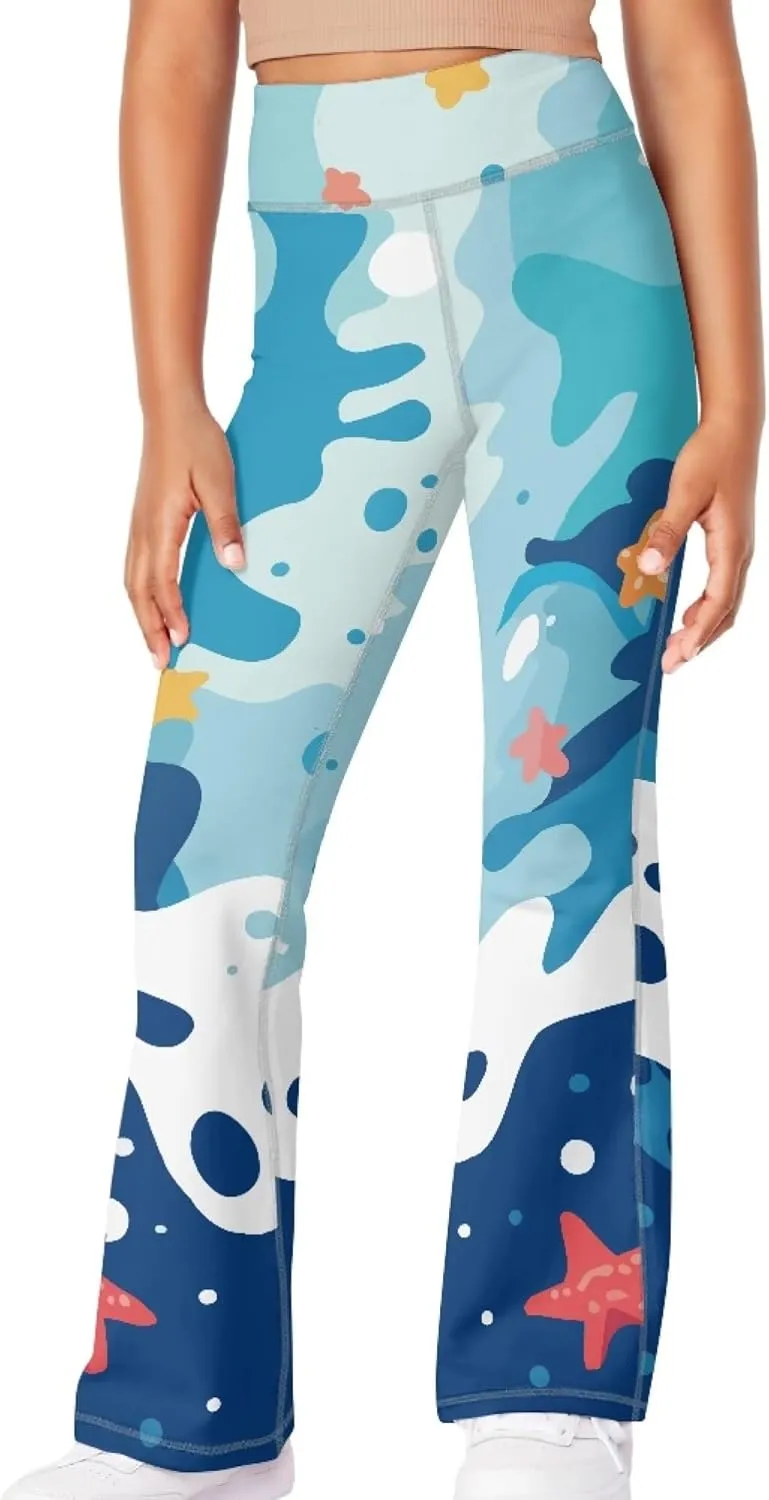 Summer Casual Soft Flare Leggings Yoga Pants for Girls Comfy Stretchy Bell Bottom Trousers Kids Relax Daily Wear
