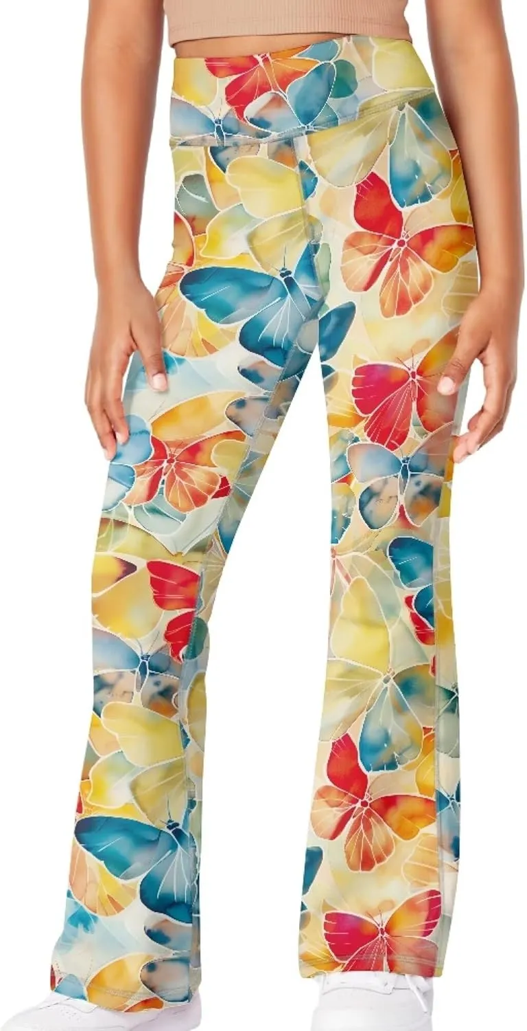 Summer Casual Soft Flare Leggings Yoga Pants for Girls Comfy Stretchy Bell Bottom Trousers Kids Relax Daily Wear