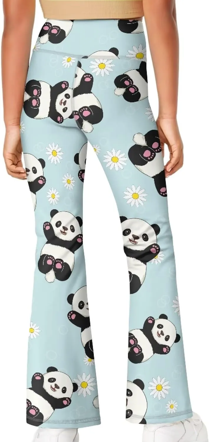 Summer Casual Soft Flare Leggings Yoga Pants for Girls Comfy Stretchy Bell Bottom Trousers Kids Relax Daily Wear