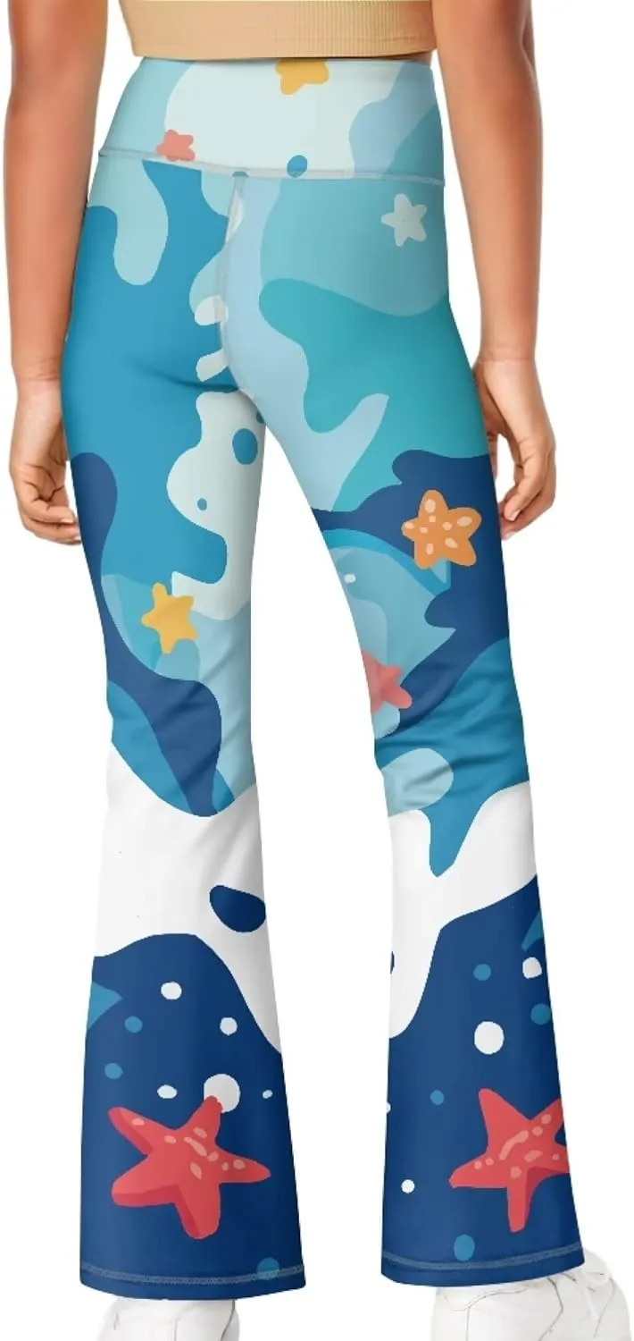 Summer Casual Soft Flare Leggings Yoga Pants for Girls Comfy Stretchy Bell Bottom Trousers Kids Relax Daily Wear