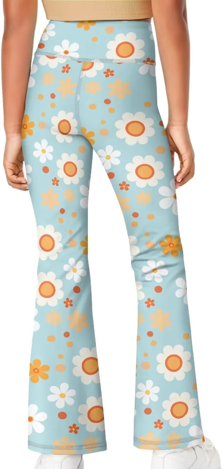 Summer Casual Soft Flare Leggings Yoga Pants for Girls Comfy Stretchy Bell Bottom Trousers Kids Relax Daily Wear