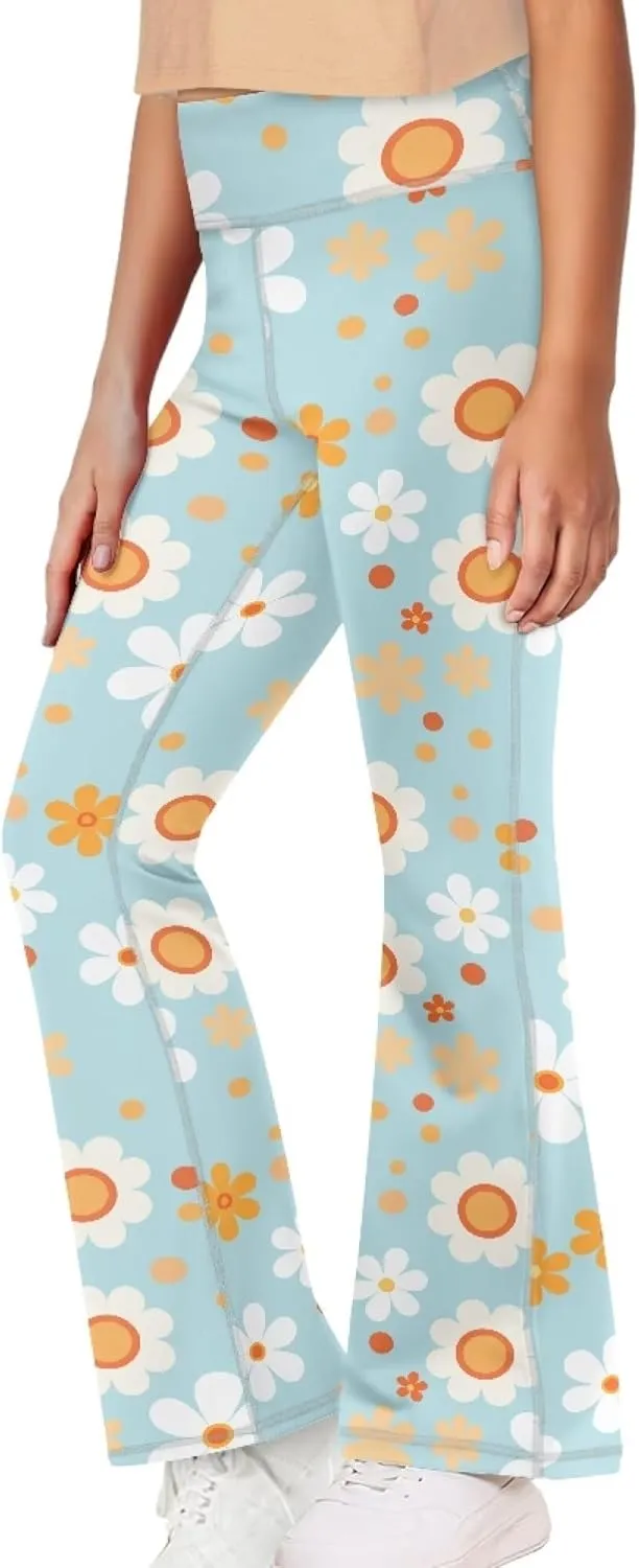 Summer Casual Soft Flare Leggings Yoga Pants for Girls Comfy Stretchy Bell Bottom Trousers Kids Relax Daily Wear