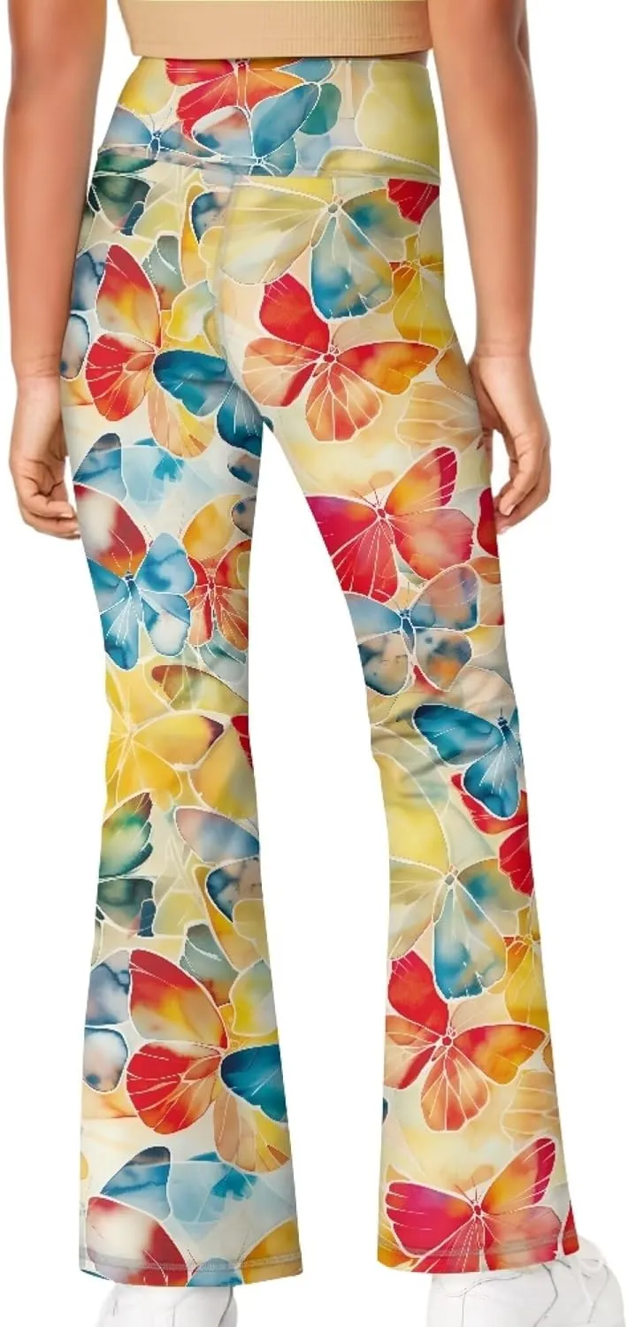 Summer Casual Soft Flare Leggings Yoga Pants for Girls Comfy Stretchy Bell Bottom Trousers Kids Relax Daily Wear