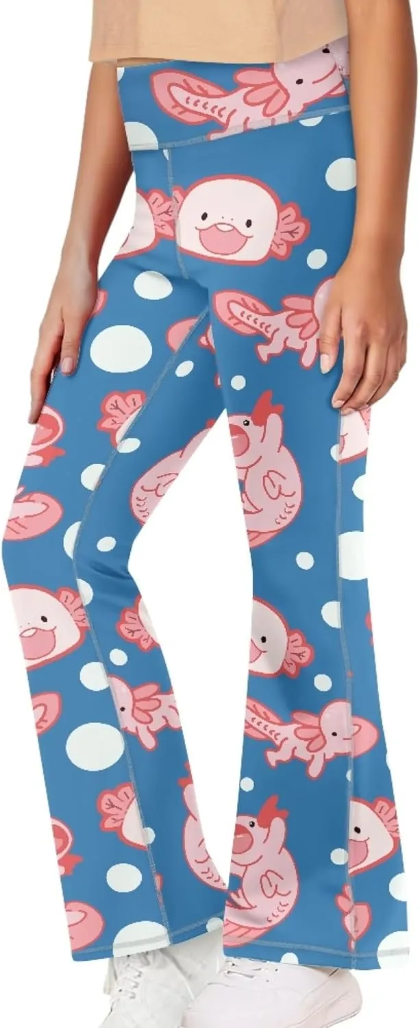 Summer Casual Soft Flare Leggings Yoga Pants for Girls Comfy Stretchy Bell Bottom Trousers Kids Relax Daily Wear