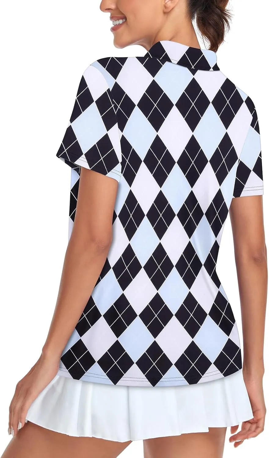 Tanst Sky Women's Golf Polo Shirts Short Sleeve Quarter Zip Pullover Moisture Wicking Workout Tops