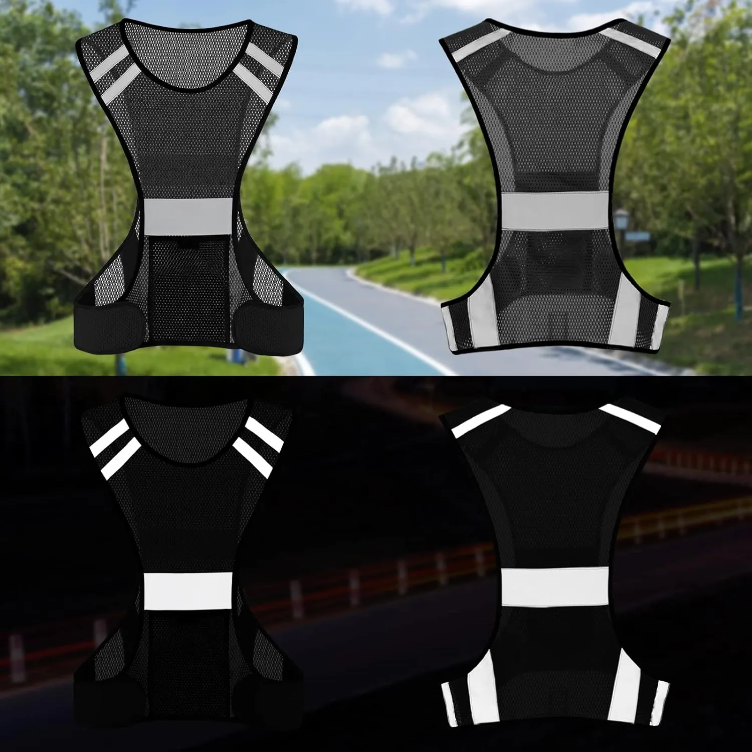 TCCFCCT Reflective Running Vest, High Visibility Running Gear with Large Pocket