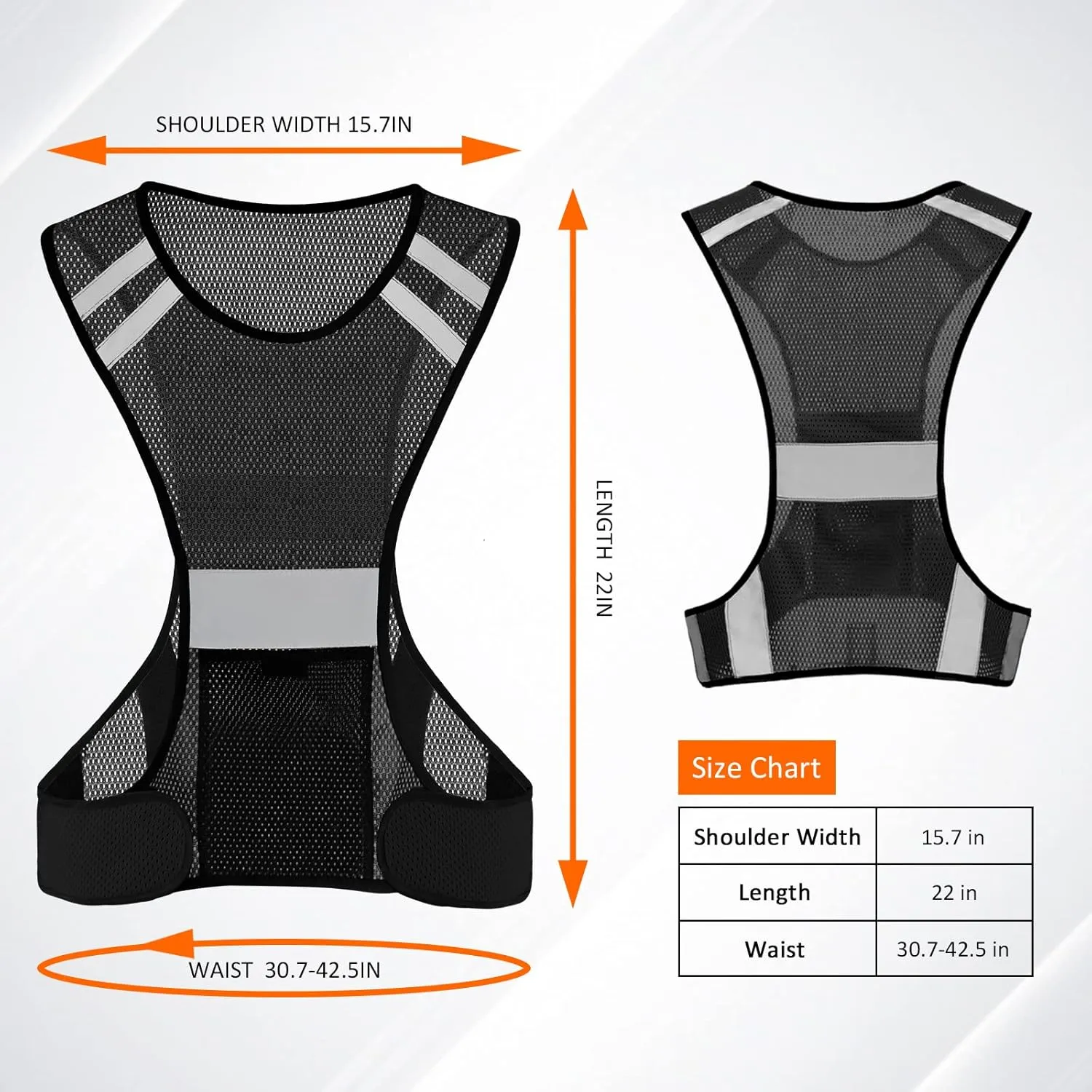 TCCFCCT Reflective Running Vest, High Visibility Running Gear with Large Pocket