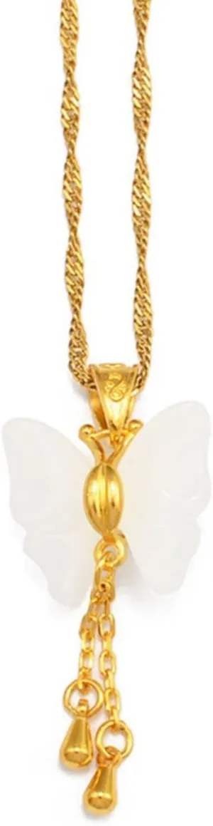 The Butterfly Necklaces for Women Green White Stone Charms Pendants Jewelry Wedding Party Accessories