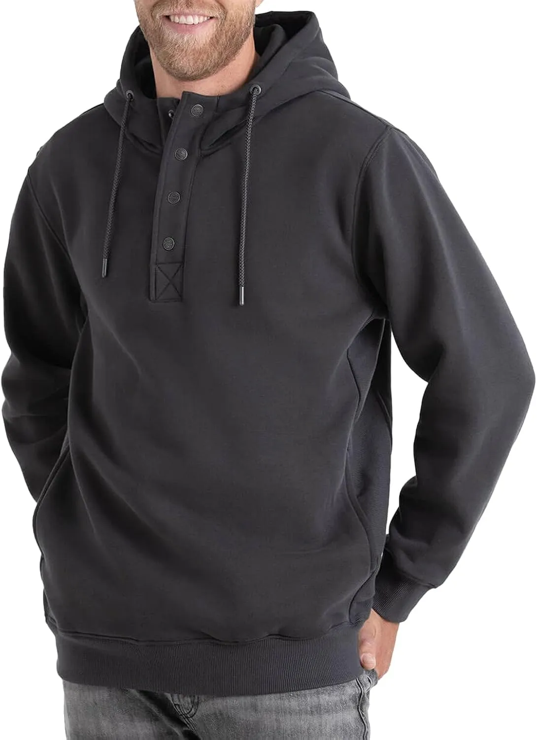 Thorogood Men's Quarter Snap Hoodie, Heavyweight Pullover Workwear Sweatshirt