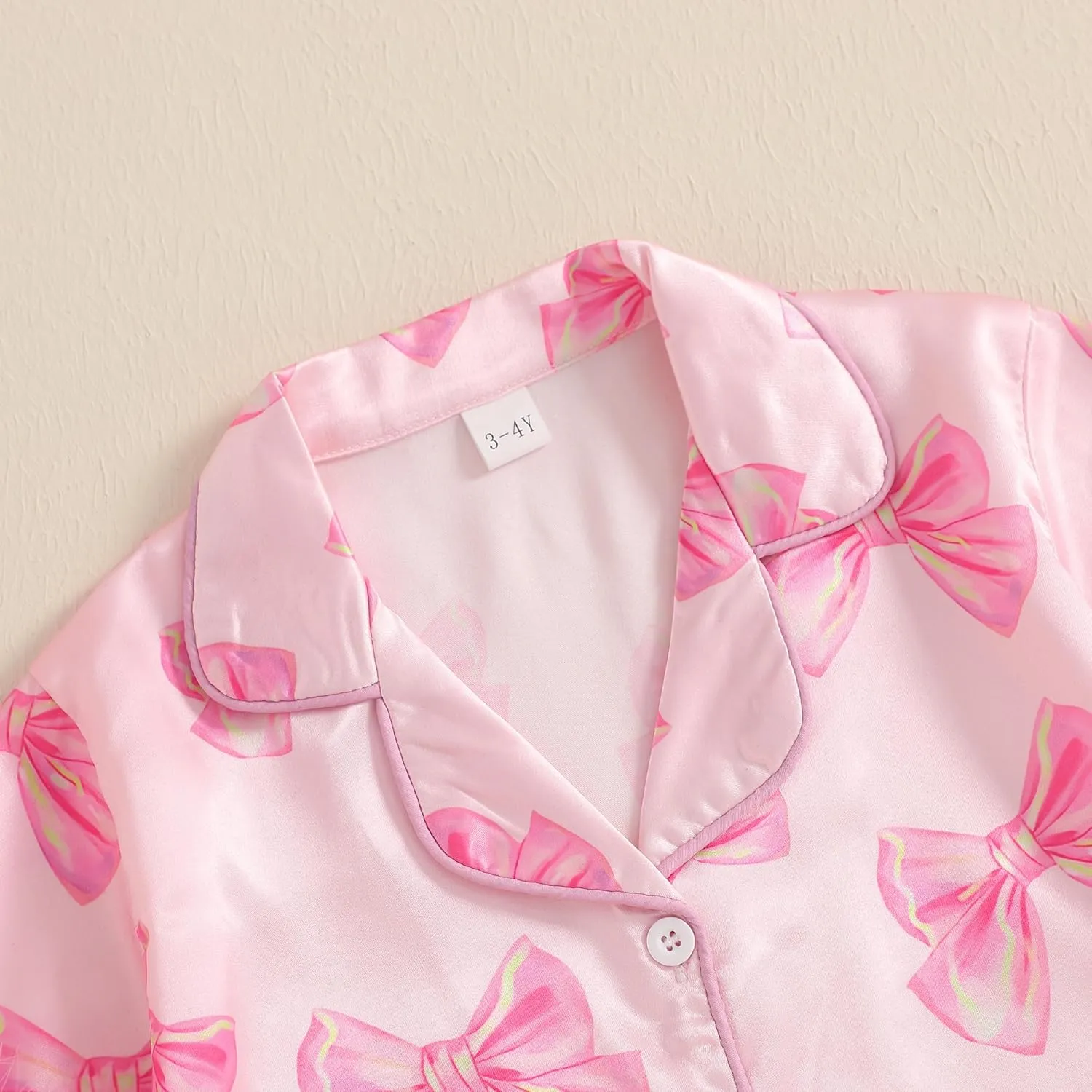 Toddler Baby Girls Summer Silk Pjs Feather Trim Short Sleeve Shirt Shorts Satin Pajama Set Pjs Sleepwear Nightgown