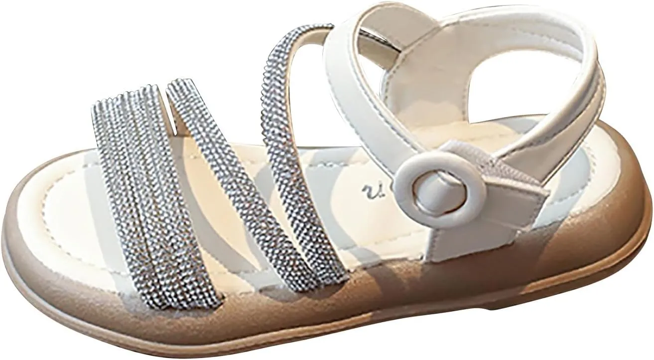 Toddler Flower Girl Sandals Girl Summer Dress Shoes Toddler Little Kid Roman Crystal Sandals for Wedding Party