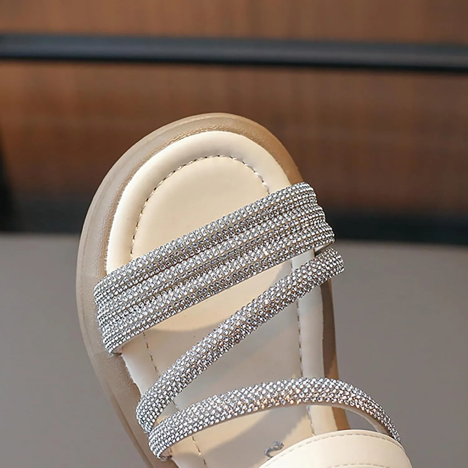 Toddler Flower Girl Sandals Girl Summer Dress Shoes Toddler Little Kid Roman Crystal Sandals for Wedding Party