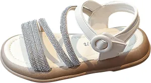 Toddler Flower Girl Sandals Girl Summer Dress Shoes Toddler Little Kid Roman Crystal Sandals for Wedding Party
