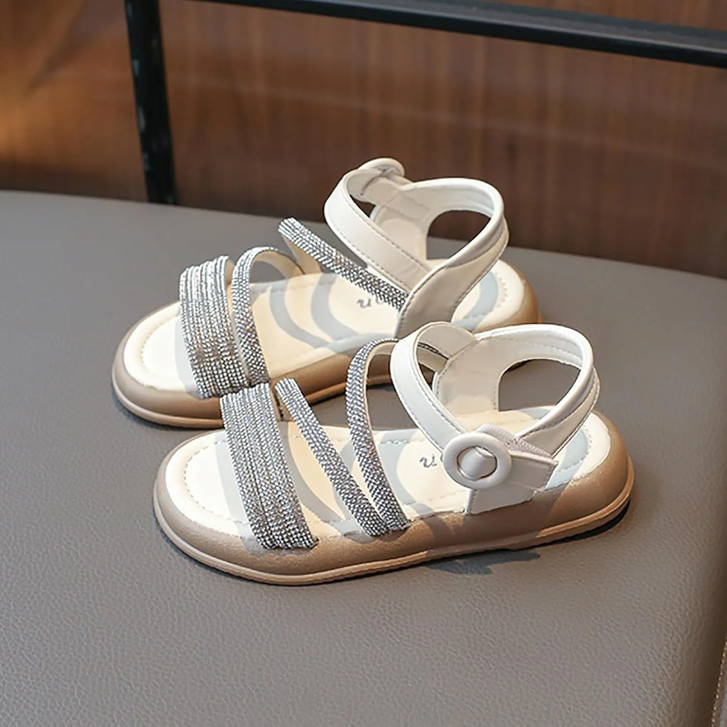 Toddler Flower Girl Sandals Girl Summer Dress Shoes Toddler Little Kid Roman Crystal Sandals for Wedding Party