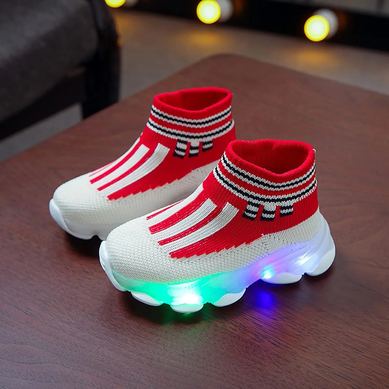 Toddler Mesh Light Up Shoes Lightweight Flashing Breathable Soft Sole Walking Sock Sneakers for Boys Girls Kids