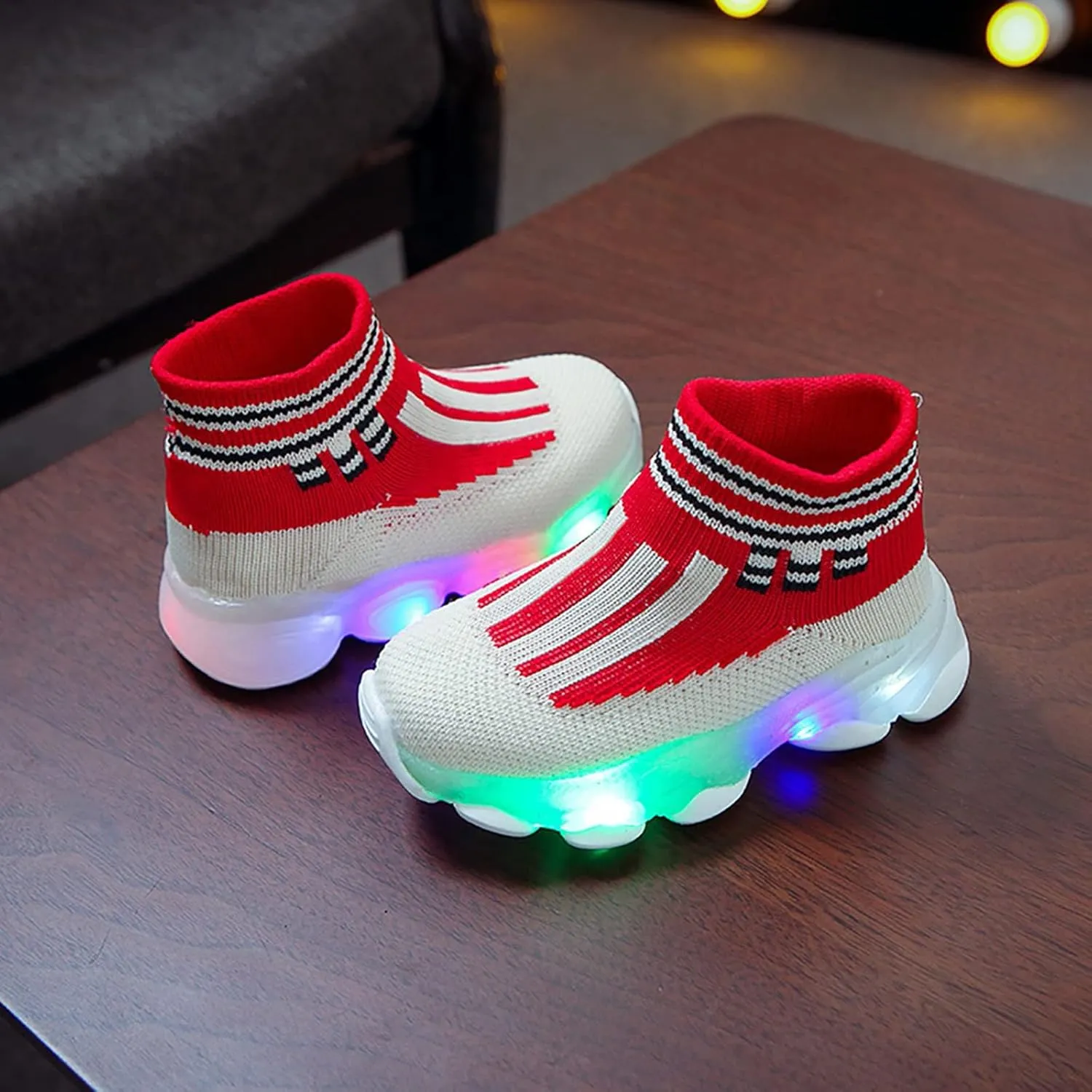 Toddler Mesh Light Up Shoes Lightweight Flashing Breathable Soft Sole Walking Sock Sneakers for Boys Girls Kids