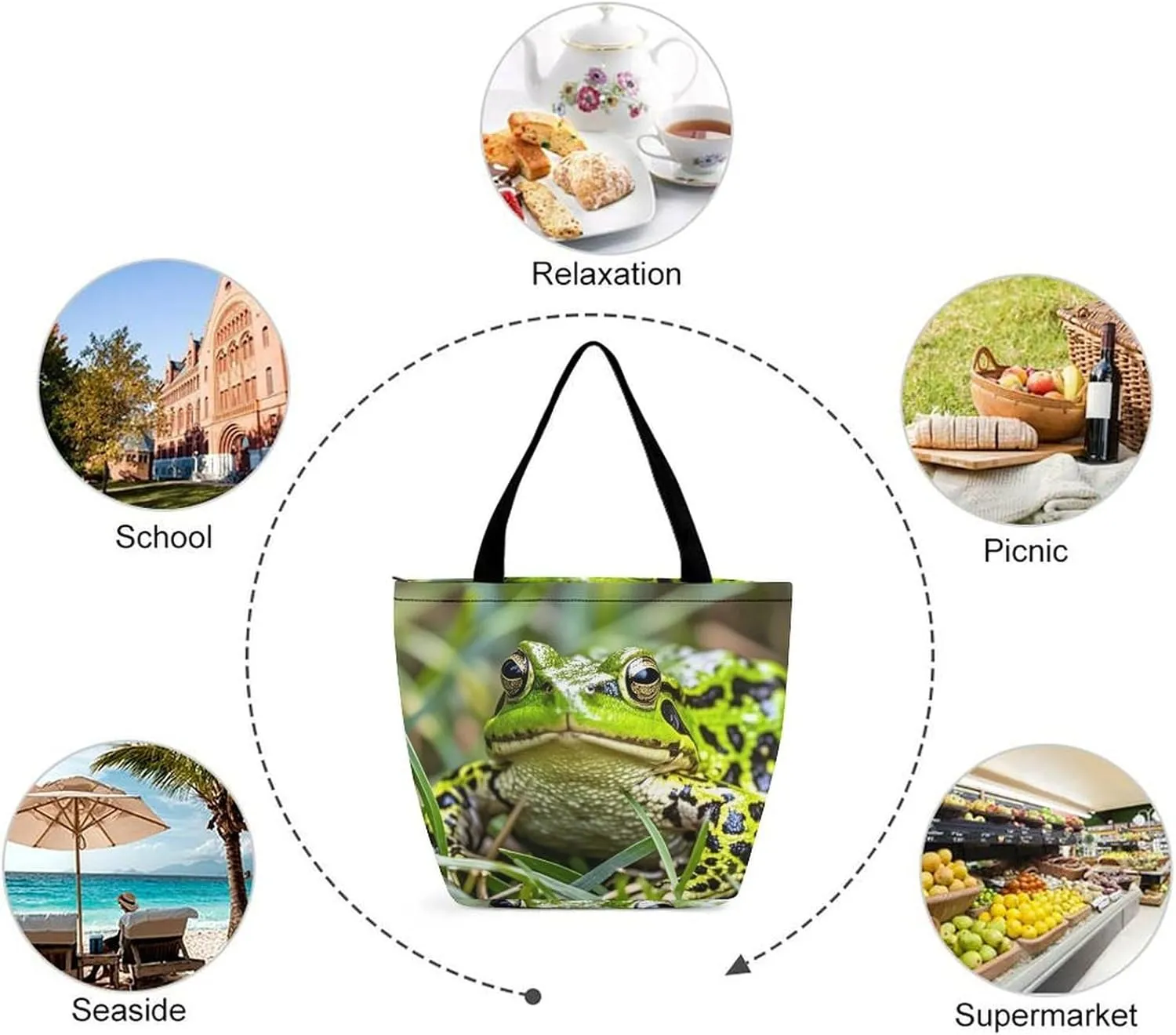 Tote Bag for Women Grocery Bag Flowers Bright Colors Foldable Shopping Bags Reusable Large Tote Bag
