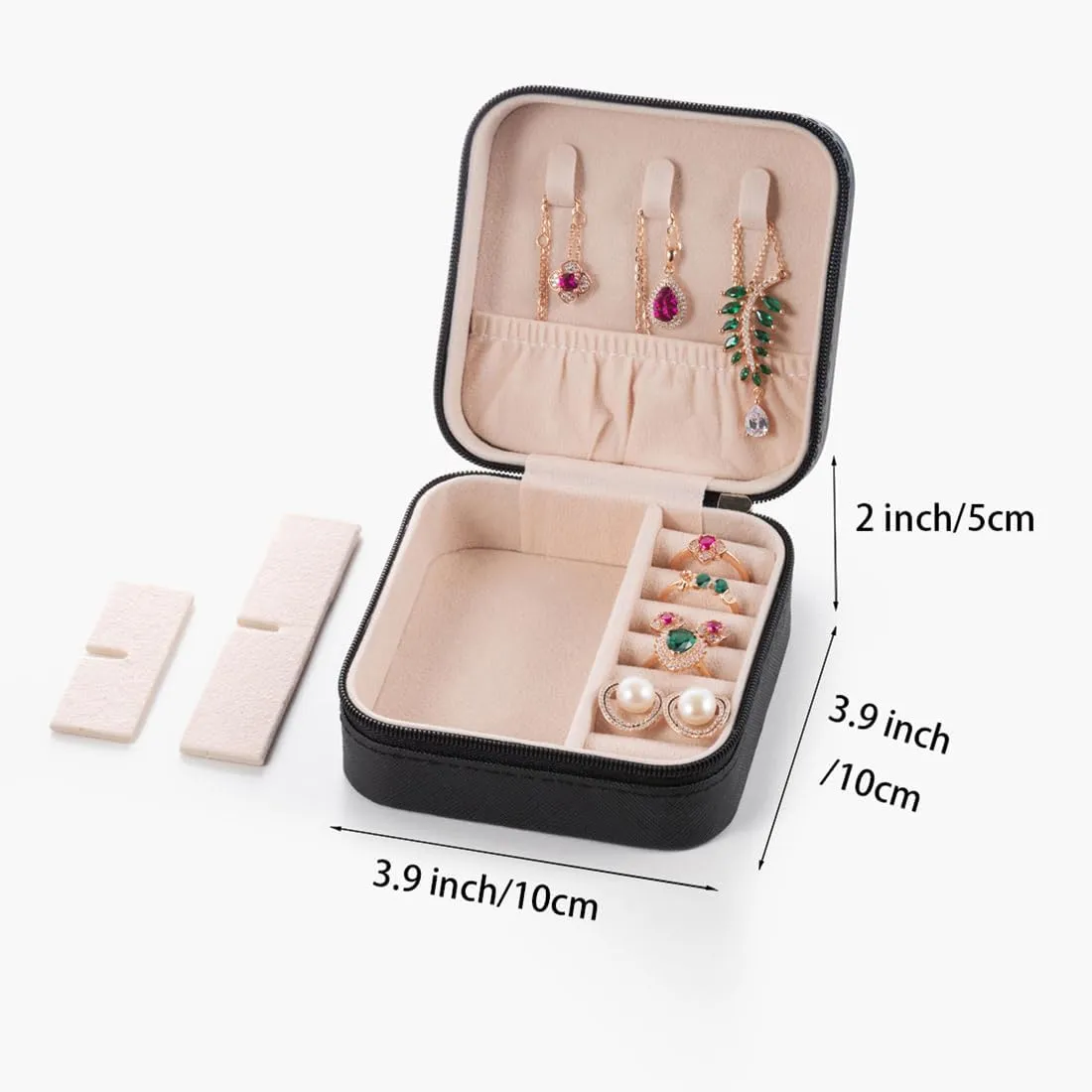 Travel Jewelry Case, Jewelry Organizer Box, Jewelry Organizer Travel Small Ring Organizer Necklace Organizer Earring Organizer Box - Black