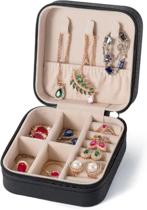 Travel Jewelry Case, Jewelry Organizer Box, Jewelry Organizer Travel Small Ring Organizer Necklace Organizer Earring Organizer Box - Black