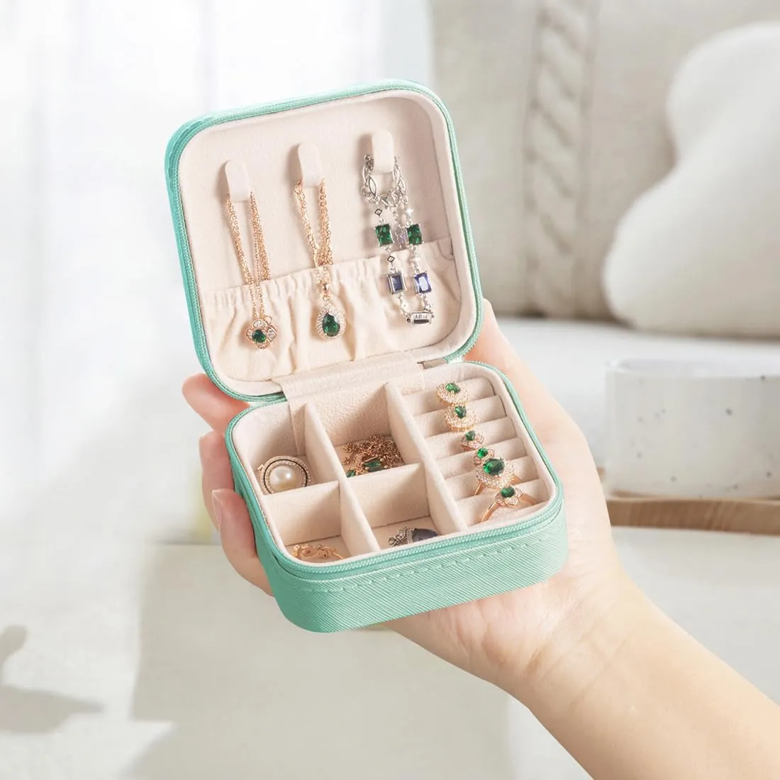 Travel Jewelry Case, Jewelry Organizer Box, Jewelry Organizer Travel Small Ring Organizer Necklace Organizer Earring Organizer Box - Blue