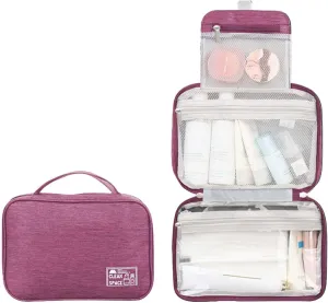 Travel Makeup Bag 10x6.6 Inch Portable Hanging Extra Large Makeup Bag with 3 Comparment Water Resistant Cosmetic Organizer with Handle Toiletry Bag Shampoo,toiletries Full-Size Container