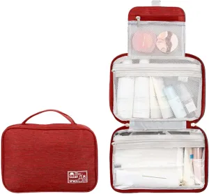 Travel Makeup Bag 10x6.6 Inch Portable Hanging Extra Large Makeup Bag with 3 Comparment Water Resistant Cosmetic Organizer with Handle Toiletry Bag Shampoo,toiletries Full-Size Container