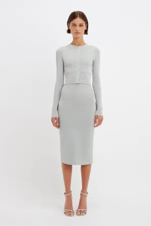 VB Body Cropped Fitted Cardigan in Silver