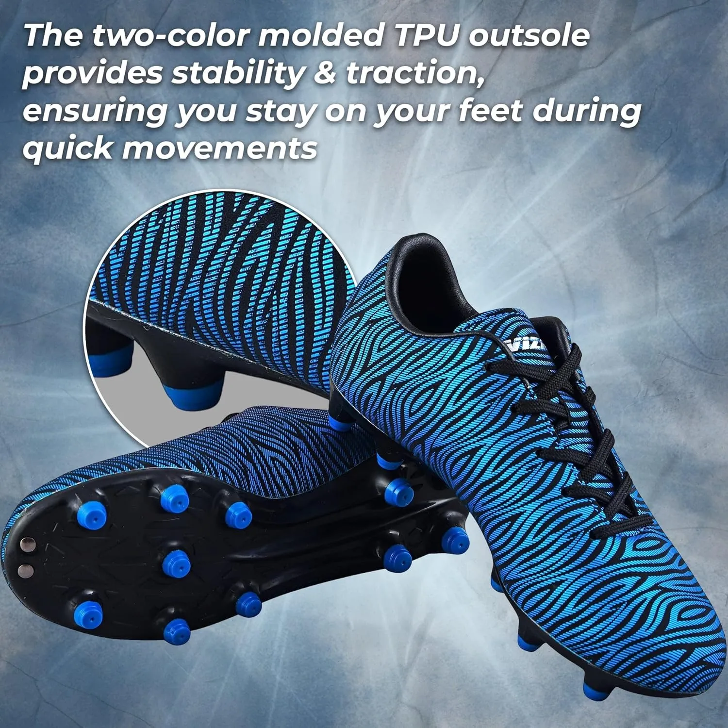 Vizari Kids Soccer Cleats for Boys Girls | Youth Firm Ground FG Athletic Outdoor Football Shoes for Toddlers, Little/Big Kid