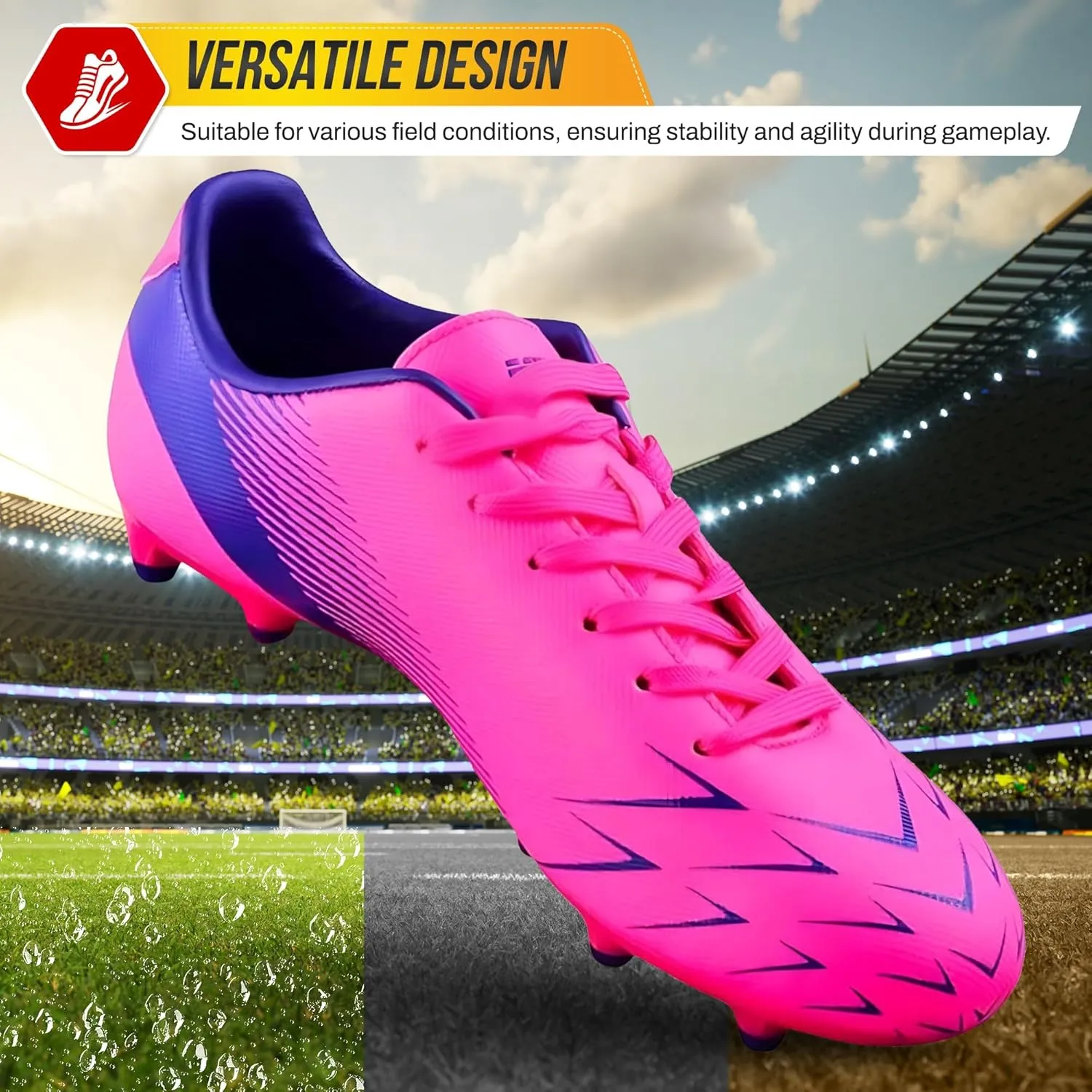 Vizari Ranger Youth Firm Ground Soccer Cleats  FG Outdoor Football Shoes | Ideal for Toddlers & Little/Big Kids | Snug Fit with Long-Lasting Comfort